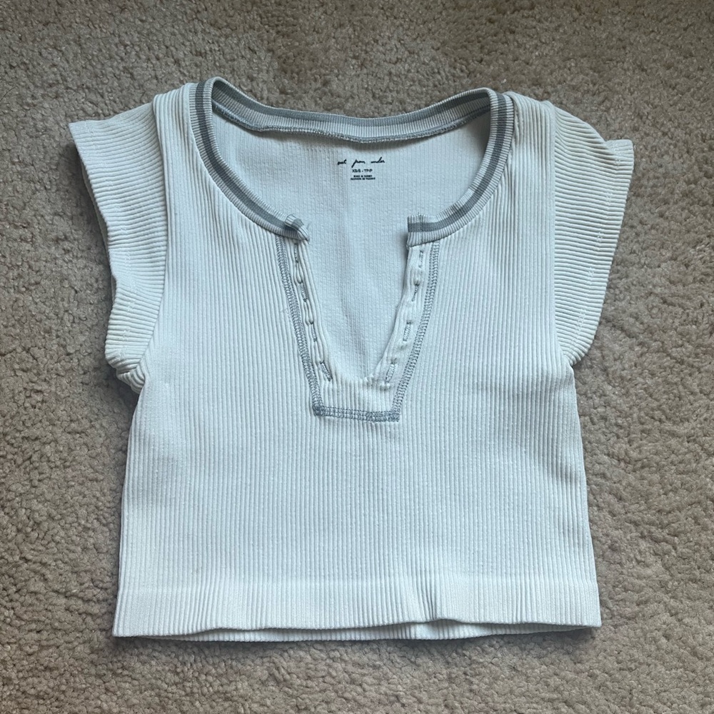 Gray and White Women's Top
